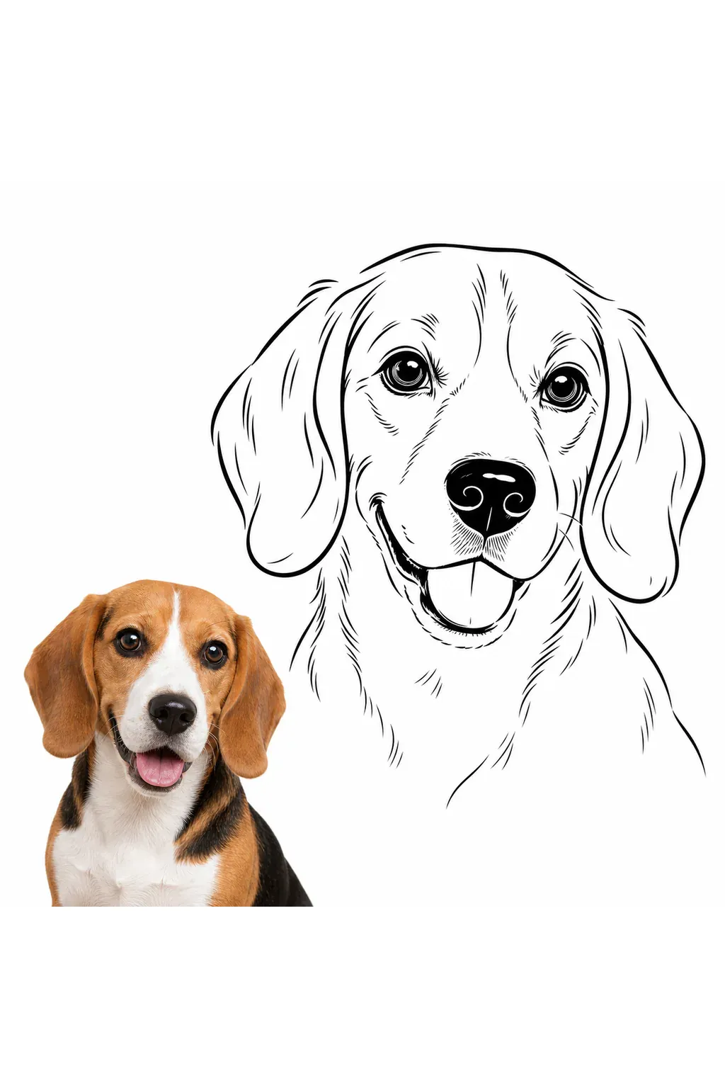 A pet photo transformed into a refined minimalist line-art portrait
