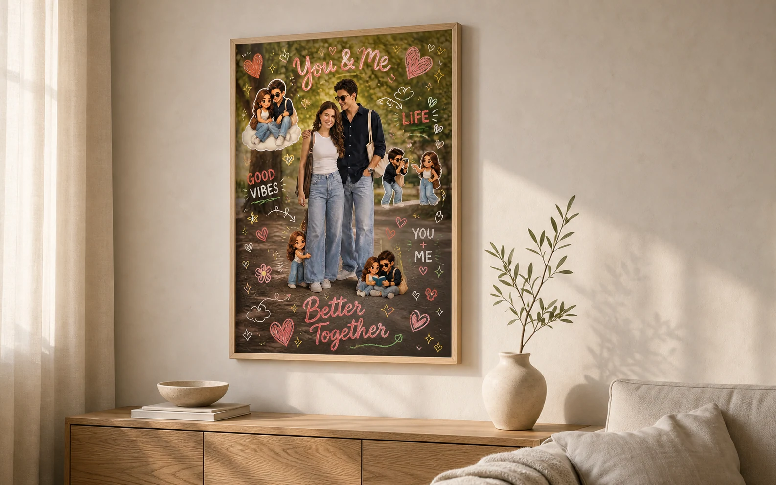 Framed Mini-Me gift displayed at home